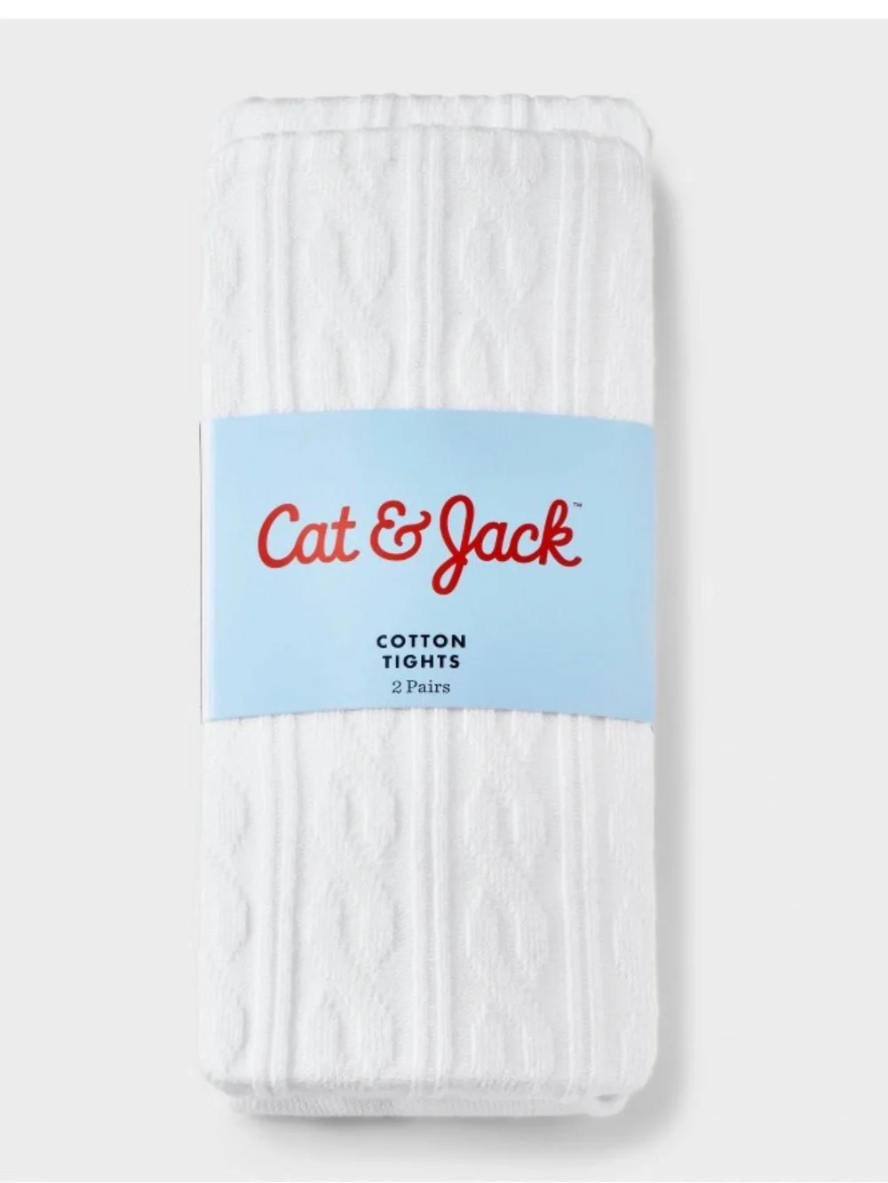 Cat & Jack White Cotton Cable knit Tights for girls - 2 Pairs